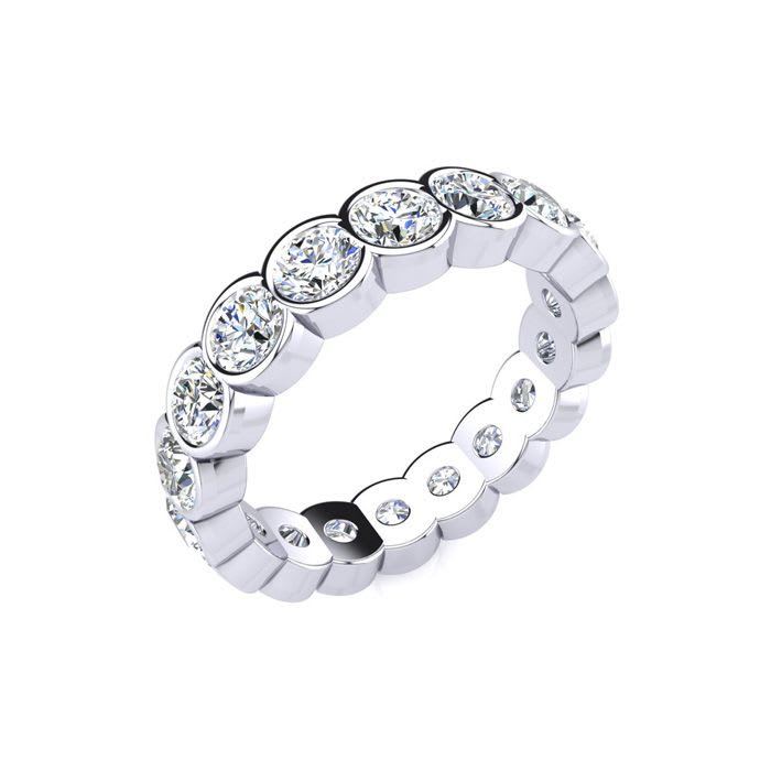 1 3/4 Carat Round Diamond Bezel Set Eternity Ring In Platinum, Ring Size 4