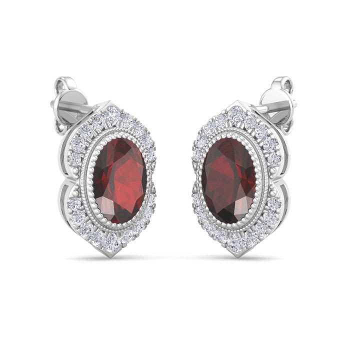 Garnet Earrings: 2 1/2 Carat Garnet and Diamond Earrings