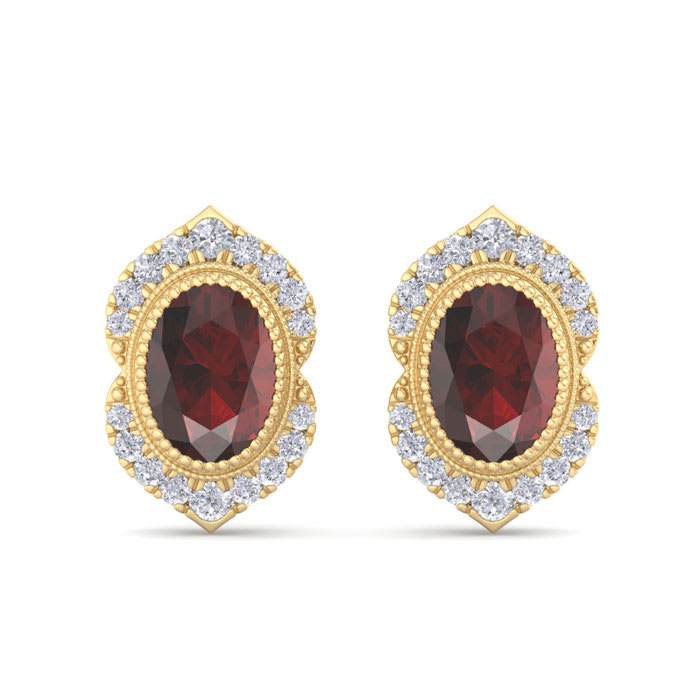 Garnet Earrings: 2 1/2 Carat Garnet and Diamond Earrings