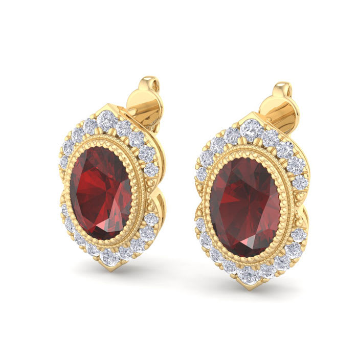 Garnet Earrings: 2 1/2 Carat Garnet and Diamond Earrings