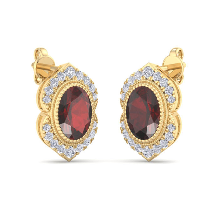 Garnet Earrings: 2 1/2 Carat Garnet and Diamond Earrings