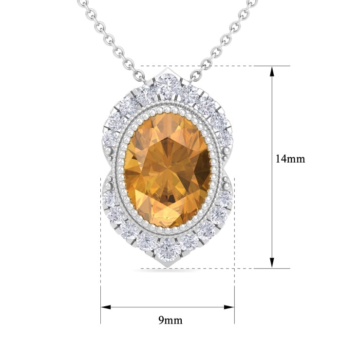 Citrine Necklace: 1 1/5 Carat Citrine and Diamond Necklace