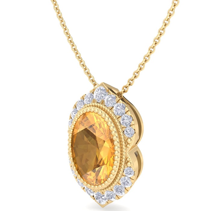 Citrine Necklace: 1 1/5 Carat Citrine and Diamond Necklace