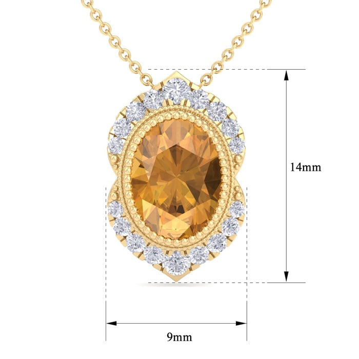 Citrine Necklace: 1 1/5 Carat Citrine and Diamond Necklace