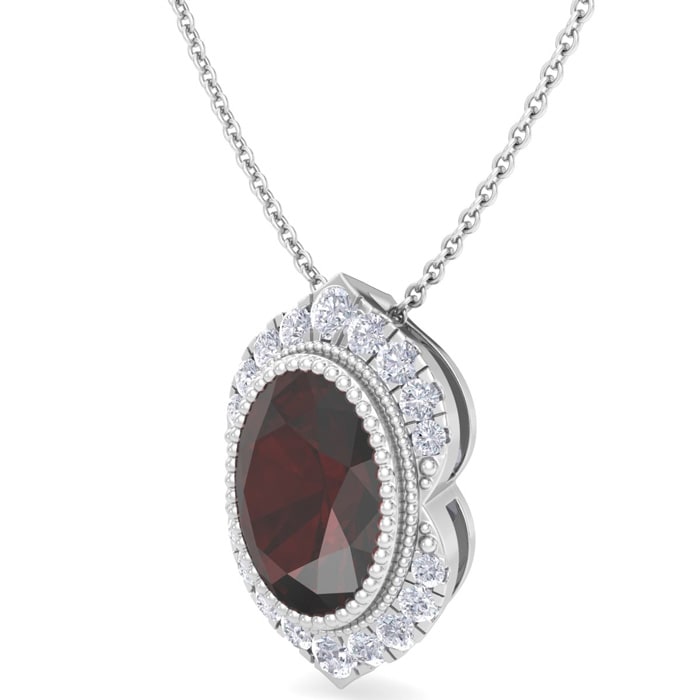 Garnet Necklace: 1 3/4 Carat Garnet and Diamond Necklace