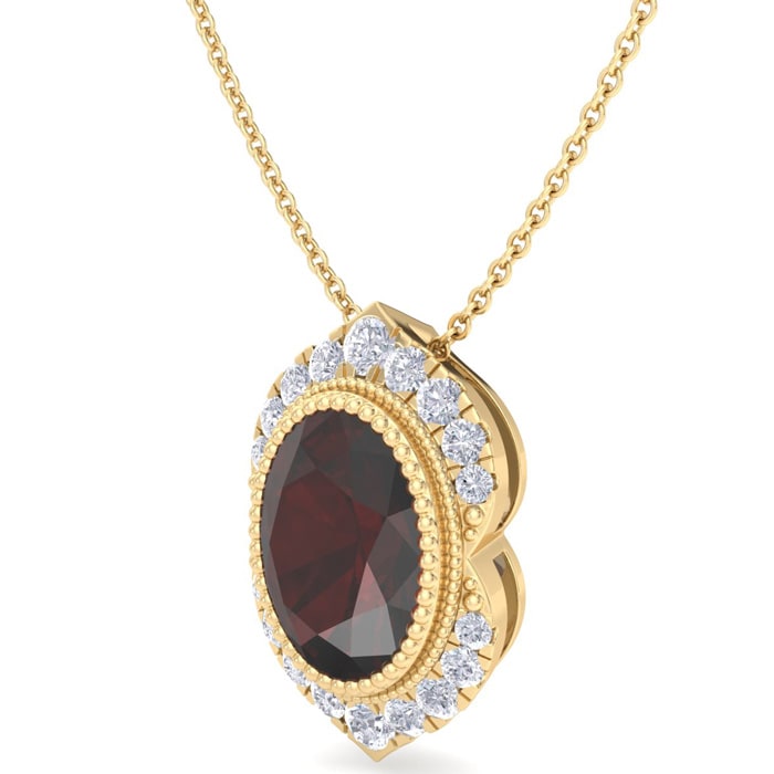 Garnet Necklace: 1 3/4 Carat Garnet and Diamond Necklace