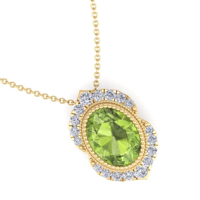 Peridot Necklace: 1 3/4 Carat Peridot and Diamond Necklace