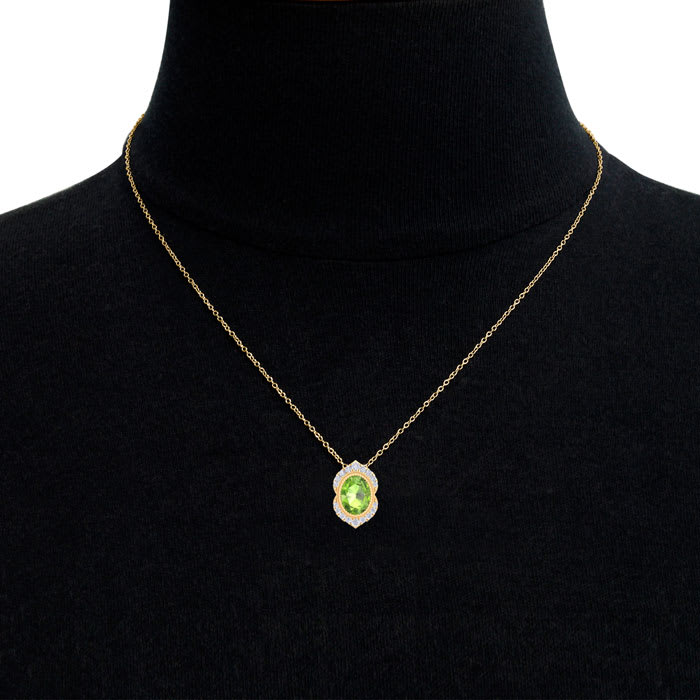 Peridot Necklace: 1 3/4 Carat Peridot and Diamond Necklace