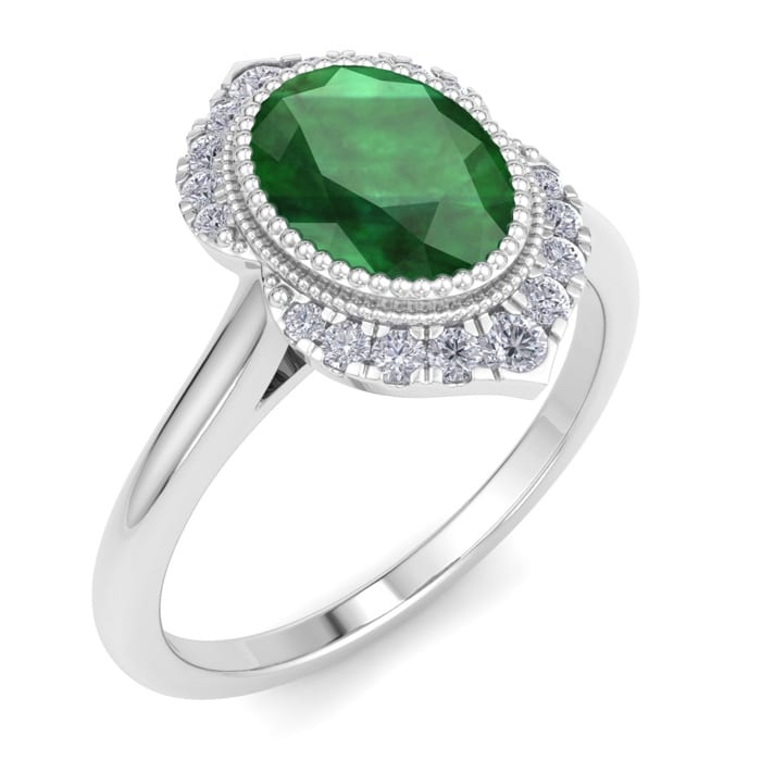 Emerald Ring: 1 1/5 Carat Emerald and Diamond Ring