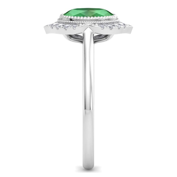 Emerald Ring: 1 1/5 Carat Emerald and Diamond Ring