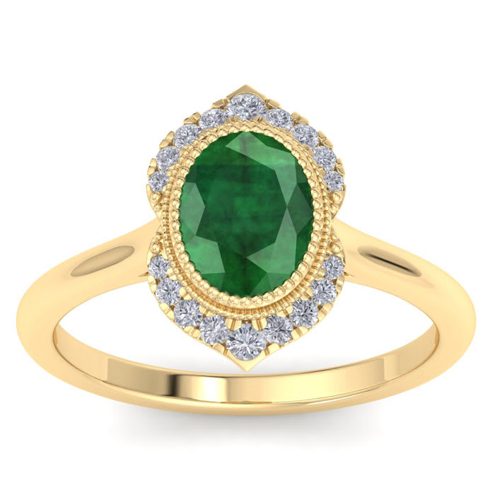 Emerald Ring: 1 1/5 Carat Emerald and Diamond Ring