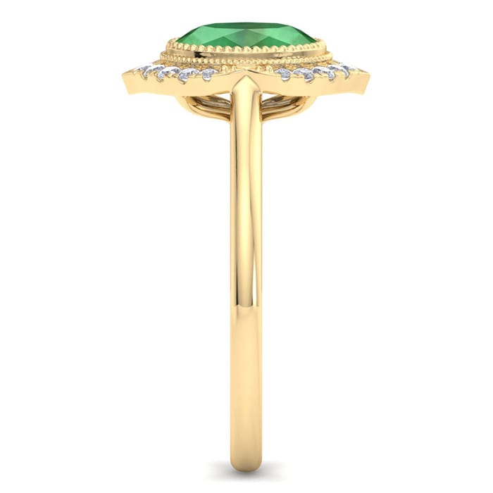 Emerald Ring: 1 1/5 Carat Emerald and Diamond Ring