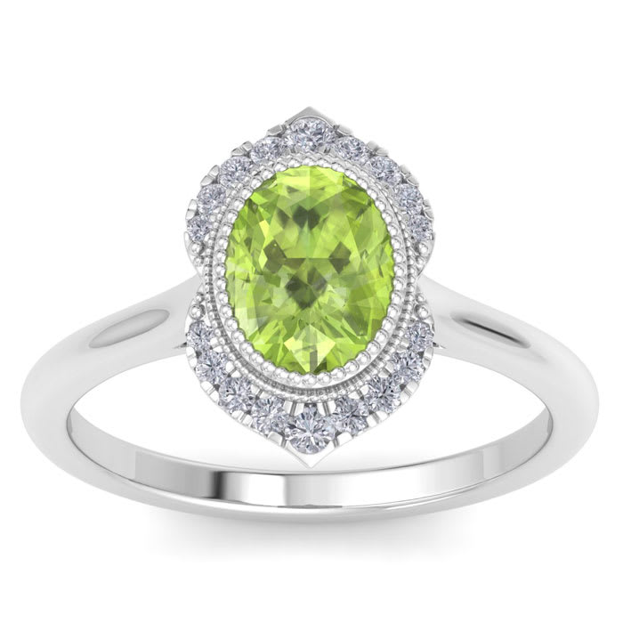 Peridot Ring: 1 3/4 Carat Peridot and Diamond Ring