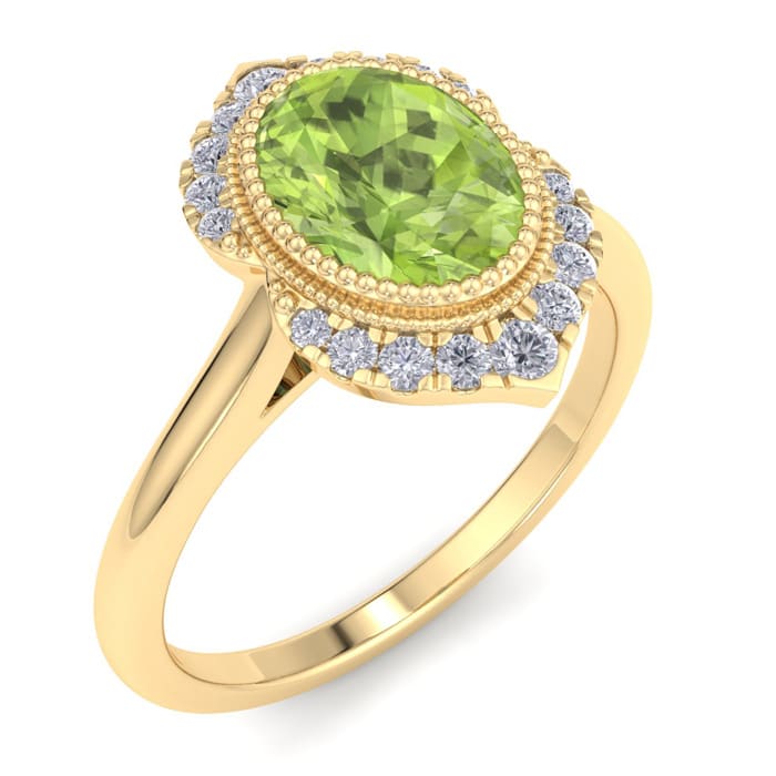 Peridot Ring: 1 3/4 Carat Peridot and Diamond Ring