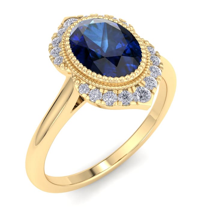 Sapphire Ring: 1 3/4 Carat Sapphire and Diamond Ring