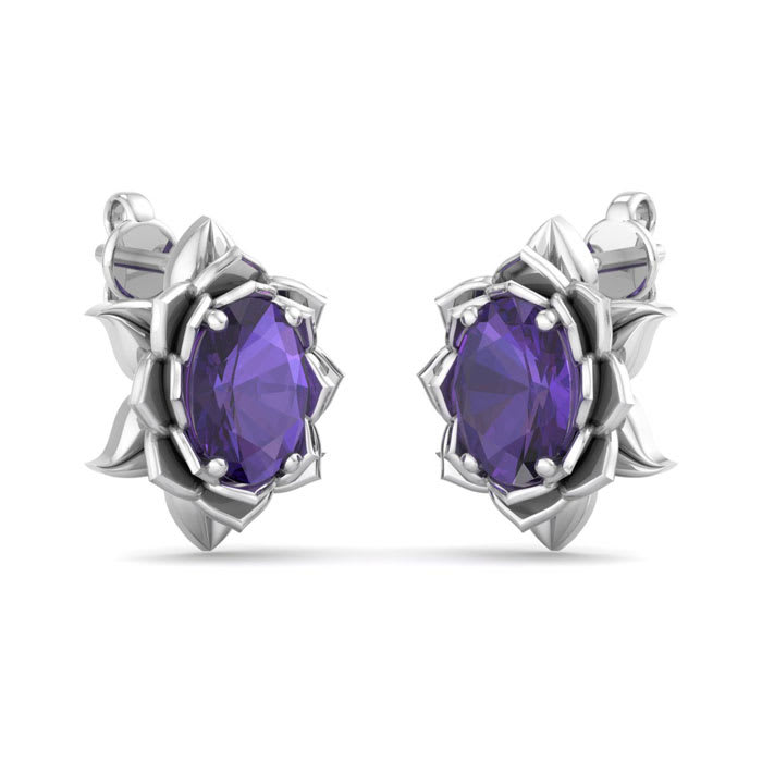 Amethyst Earrings: 1 1/2 Carat Amethyst Earrings