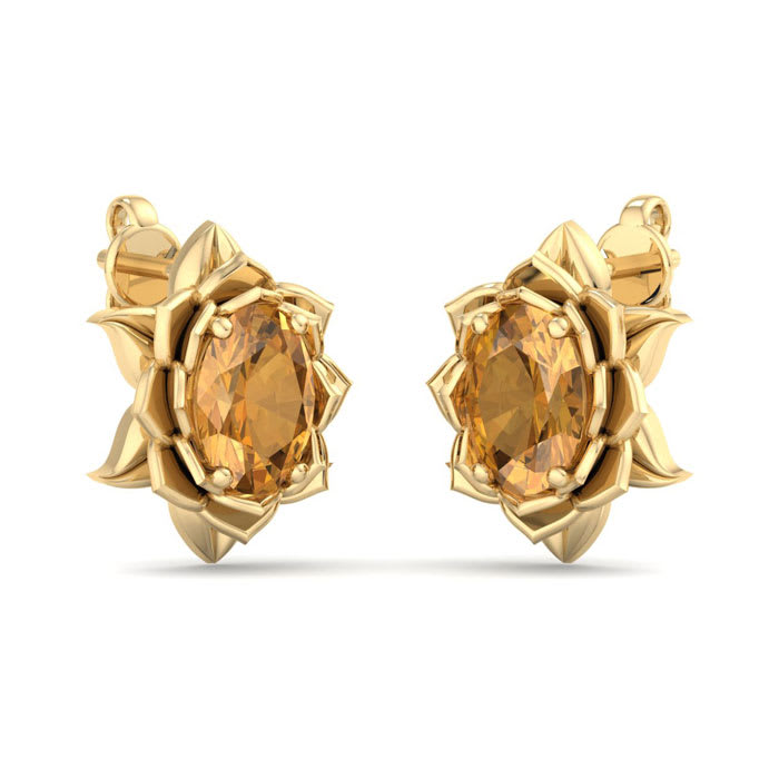Citrine Earrings: 1 1/2 Carat Citrine Earrings