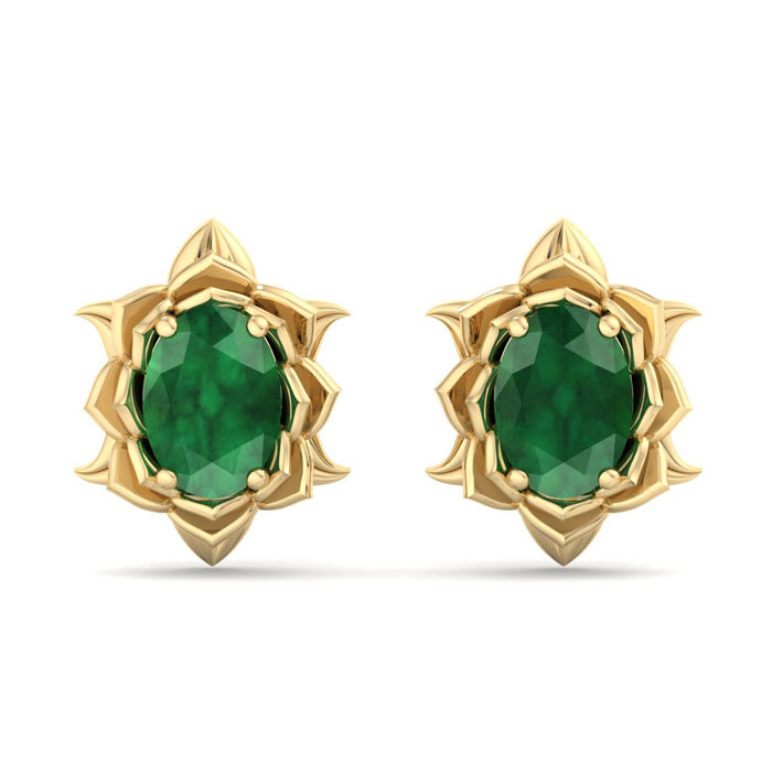Emerald Earrings: 1 1/2 Carat Emerald Earrings
