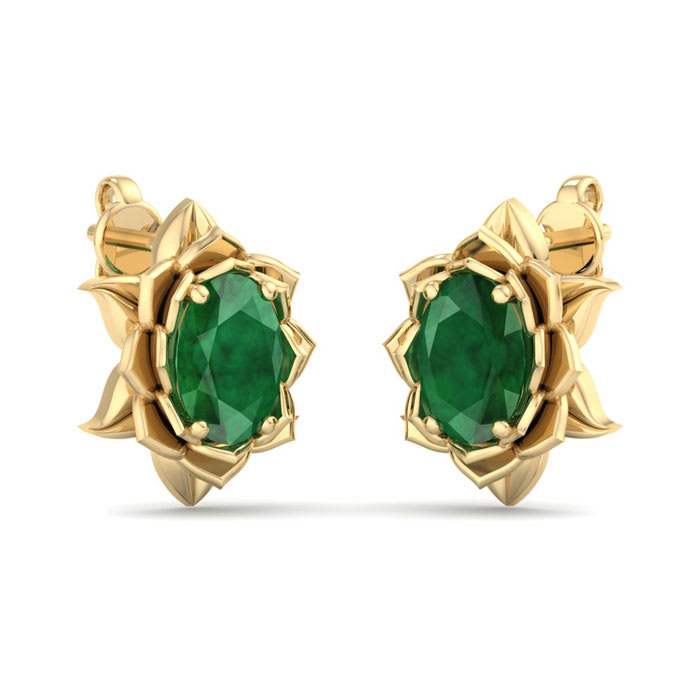 Emerald Earrings: 1 1/2 Carat Emerald Earrings