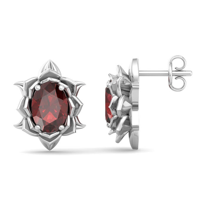 Garnet Earrings: 2 Carat Garnet Earrings