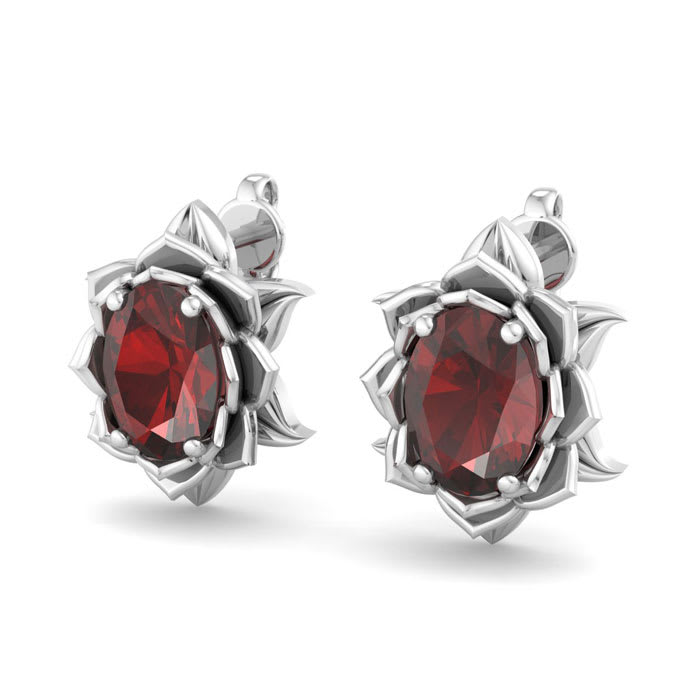 Garnet Earrings: 2 Carat Garnet Earrings
