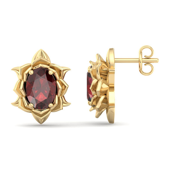 Garnet Earrings: 2 Carat Garnet Earrings