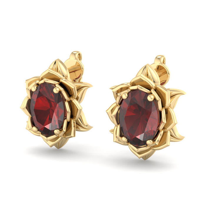 Garnet Earrings: 2 Carat Garnet Earrings