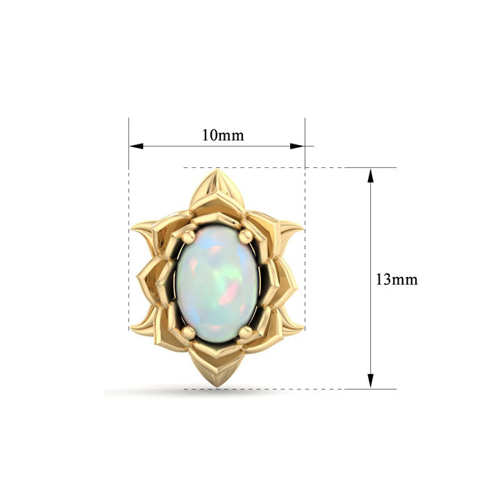 1-1/2 Carat Oval Shape Opal Stud Earrings In 14K Yellow Gold