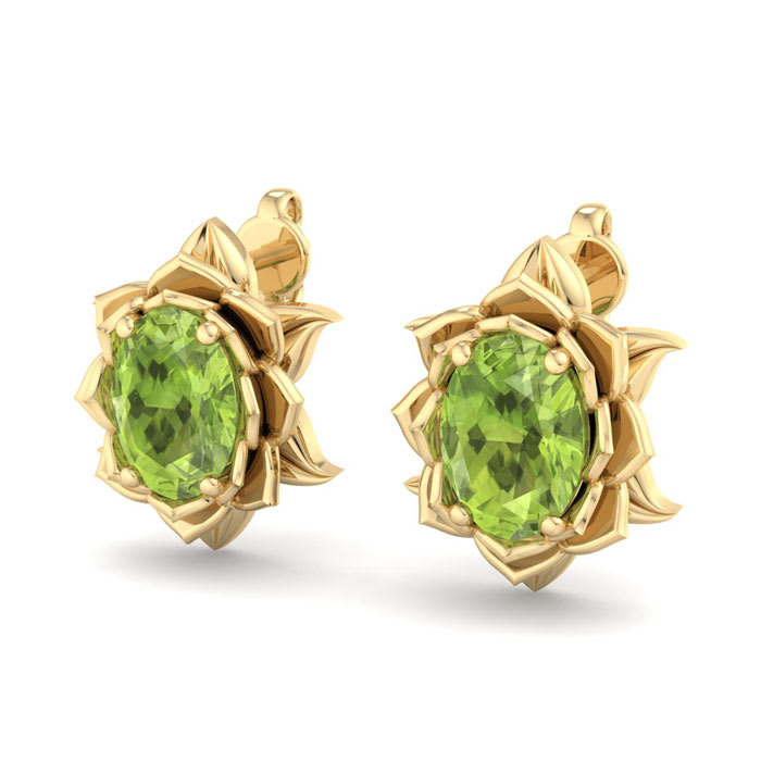 Peridot Earrings: 2 Carat Peridot Earrings