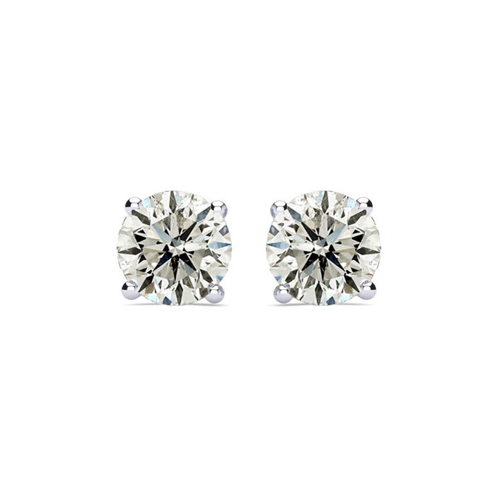 3 Carat Diamond Stud Earrings With Fiery Diamonds In Solid 14 Karat White Gold