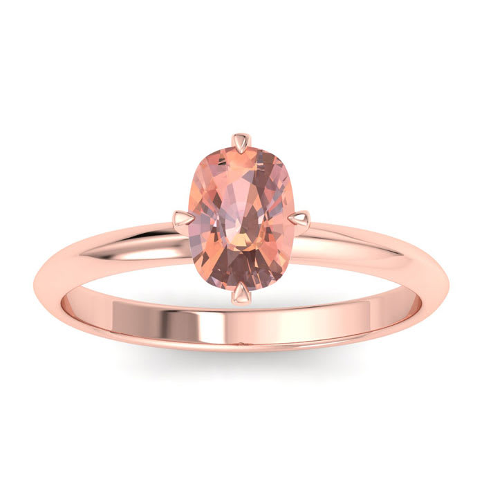 1 Carat Antique Cushion Shape Morganite Ring in 14K Rose Gold 2.2 g by SuperJeweler