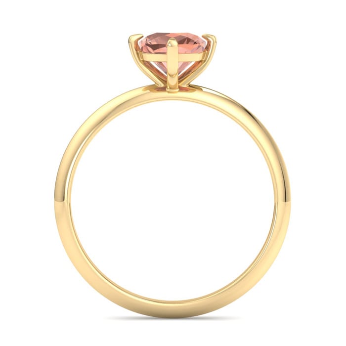 1 Carat Cushion Shape Morganite Ring In 14K Yellow Gold