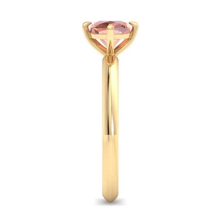 1 Carat Cushion Shape Morganite Ring In 14K Yellow Gold
