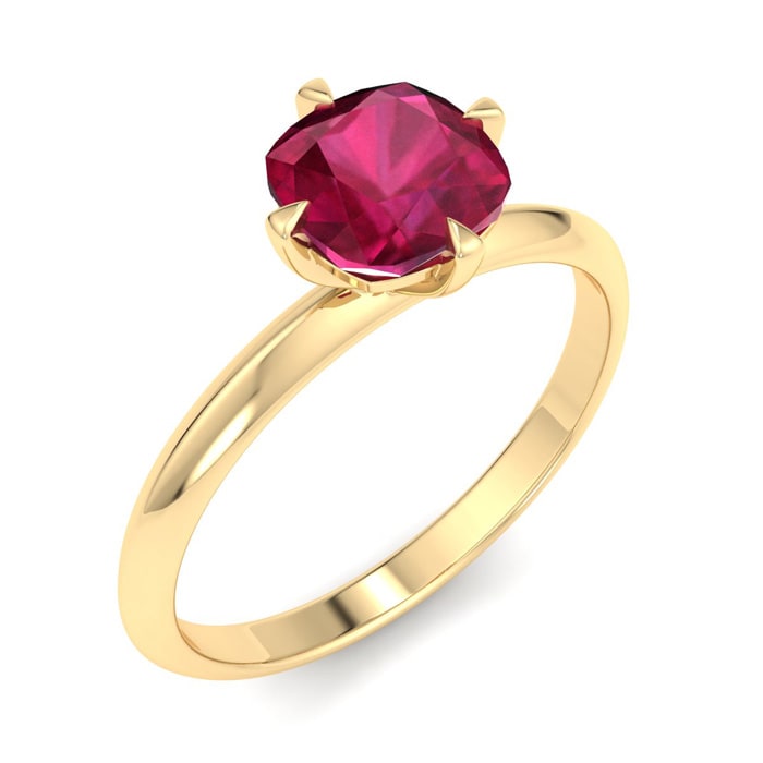 1 Carat Cushion Shape Ruby Ring in 14K Yellow Gold 2.2 g Size 4 by SuperJeweler