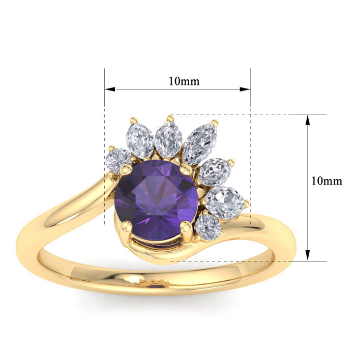Amethyst Ring: 1 1/4 Carat Amethyst and Diamond Ring