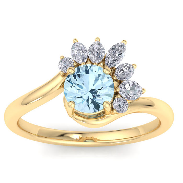 Aquamarine Ring: 1 1/4 Carat Aquamarine and Diamond Ring