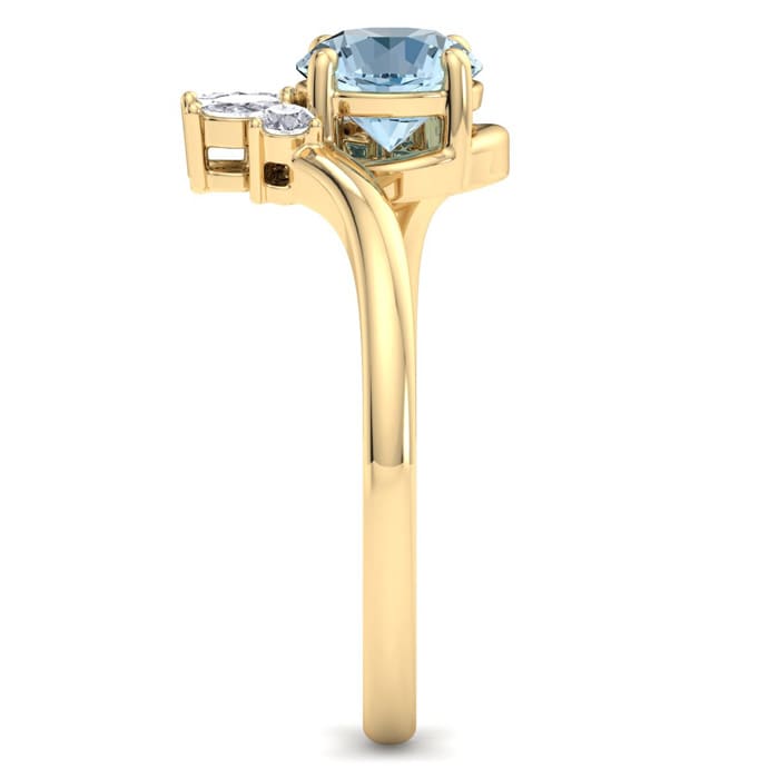 Aquamarine Ring: 1 1/4 Carat Aquamarine and Diamond Ring