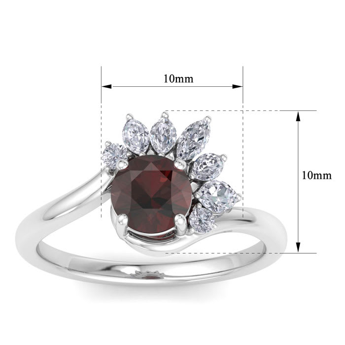 Garnet Ring: 2 Carat Garnet and Diamond Ring