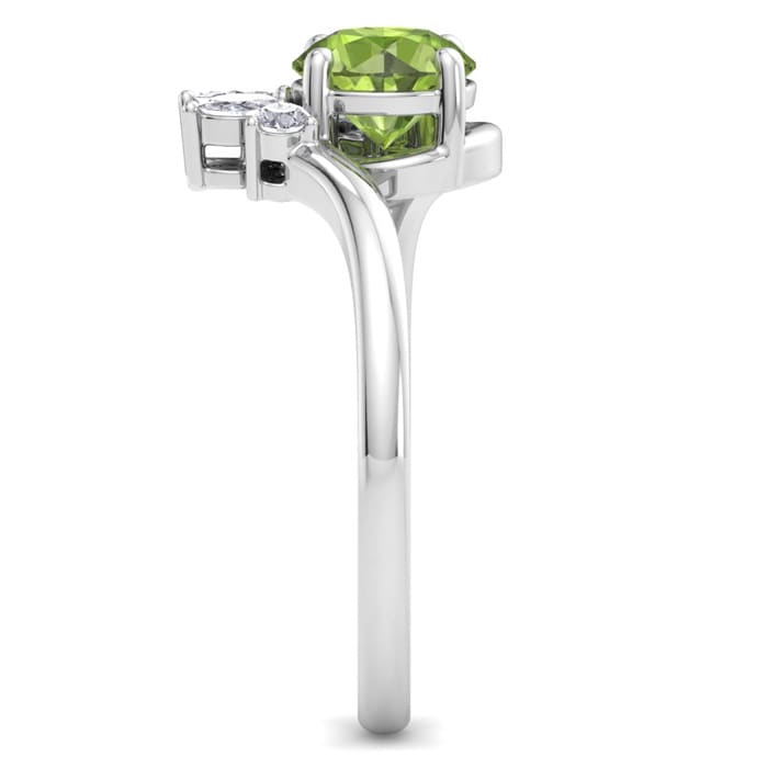 Peridot Ring: 1 1/4 Carat Peridot and Diamond Ring