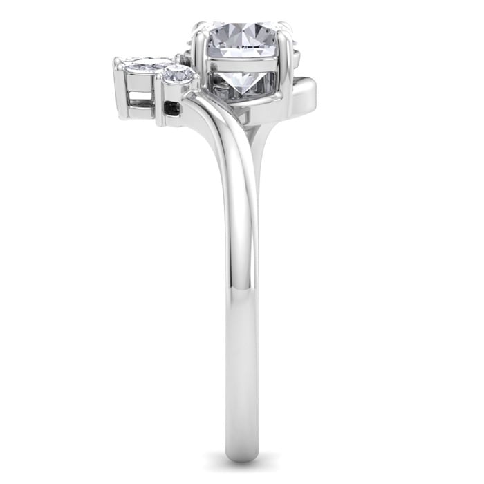 1 1/4 Carat Diamond Engagement Ring With Marquise Halo Crown In 14K White Gold