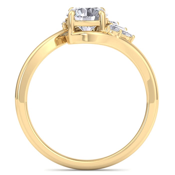 1 1/4 Carat Diamond Engagement Ring With Marquise Halo Crown In 14K Yellow Gold