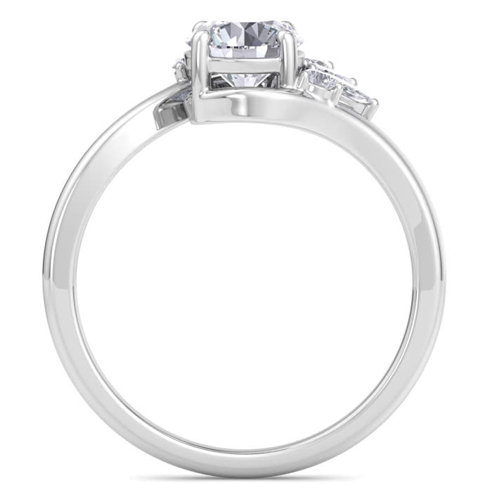 1 1/4 Carat Diamond Engagement Ring With Marquise Halo Crown In 14K White Gold