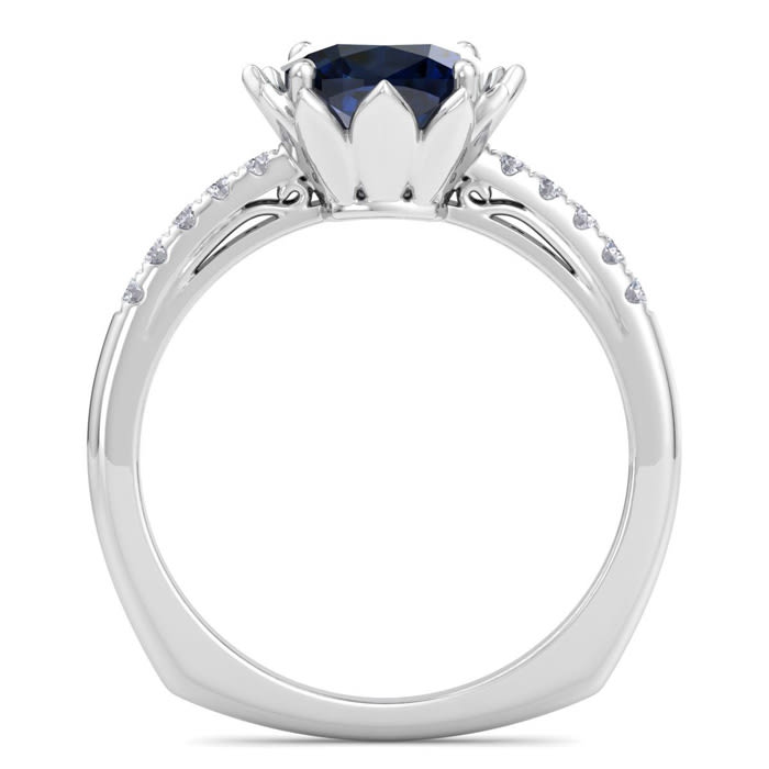 Sapphire Ring: 1 1/2 Carat Cushion Cut Sapphire and Diamond Ring