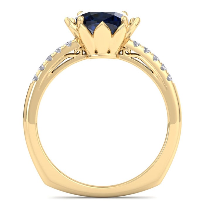 Sapphire Ring: 1 1/2 Carat Cushion Cut Sapphire and Diamond Ring