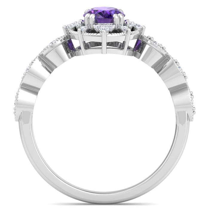Amethyst Ring: 1 Carat Amethyst and Diamond Ring