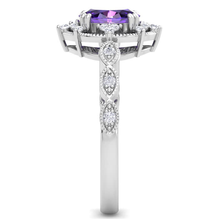 Amethyst Ring: 1 Carat Amethyst and Diamond Ring