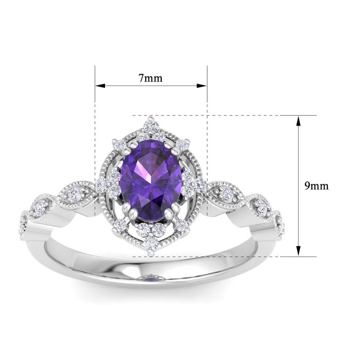 Amethyst Ring: 1 Carat Amethyst and Diamond Ring
