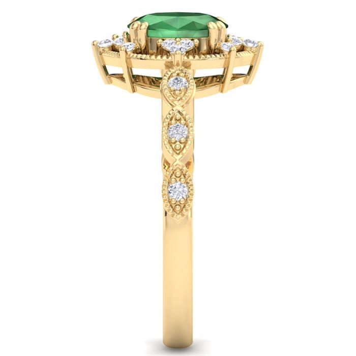 Emerald Ring: 1 Carat Emerald and Diamond Ring