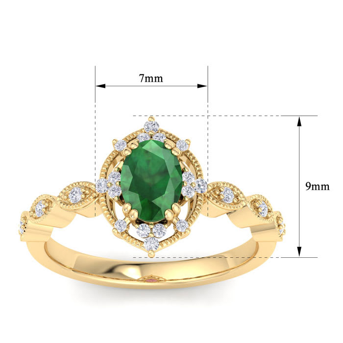 Emerald Ring: 1 Carat Emerald and Diamond Ring