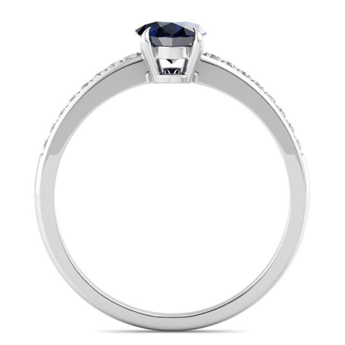Sapphire Ring: 1 Carat Oval Shape Sapphire and Diamond Ring